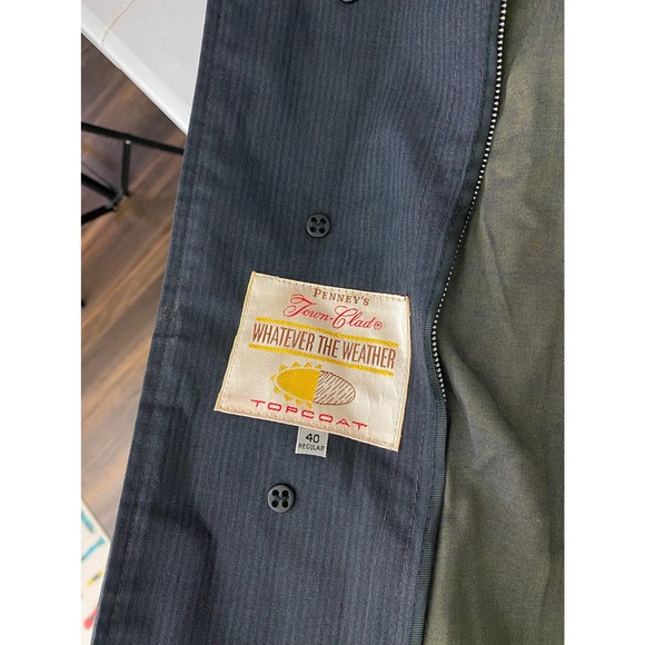VTG NEW JC Penneys Town-Clad Whatever the Weather stripe trench Topcoat 40R - Picture 6 of 6